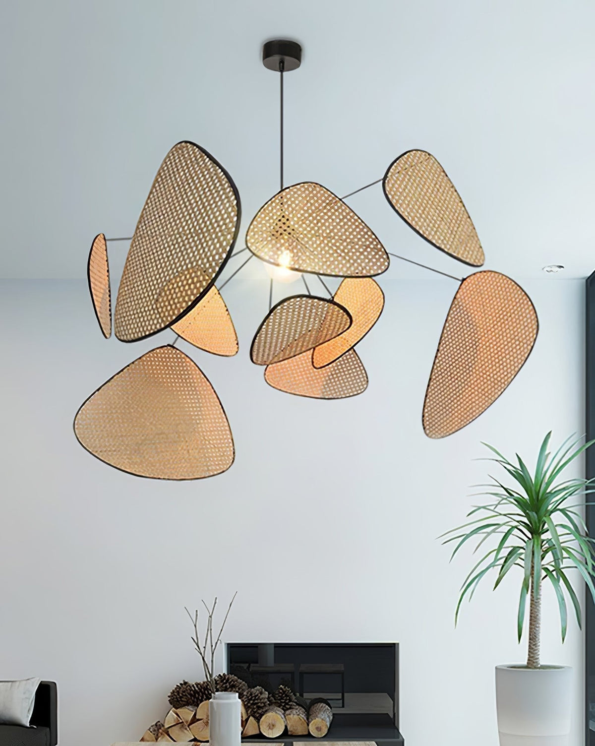 Lostel Lustre Écran Cannage Suspension Rétro-Cielum