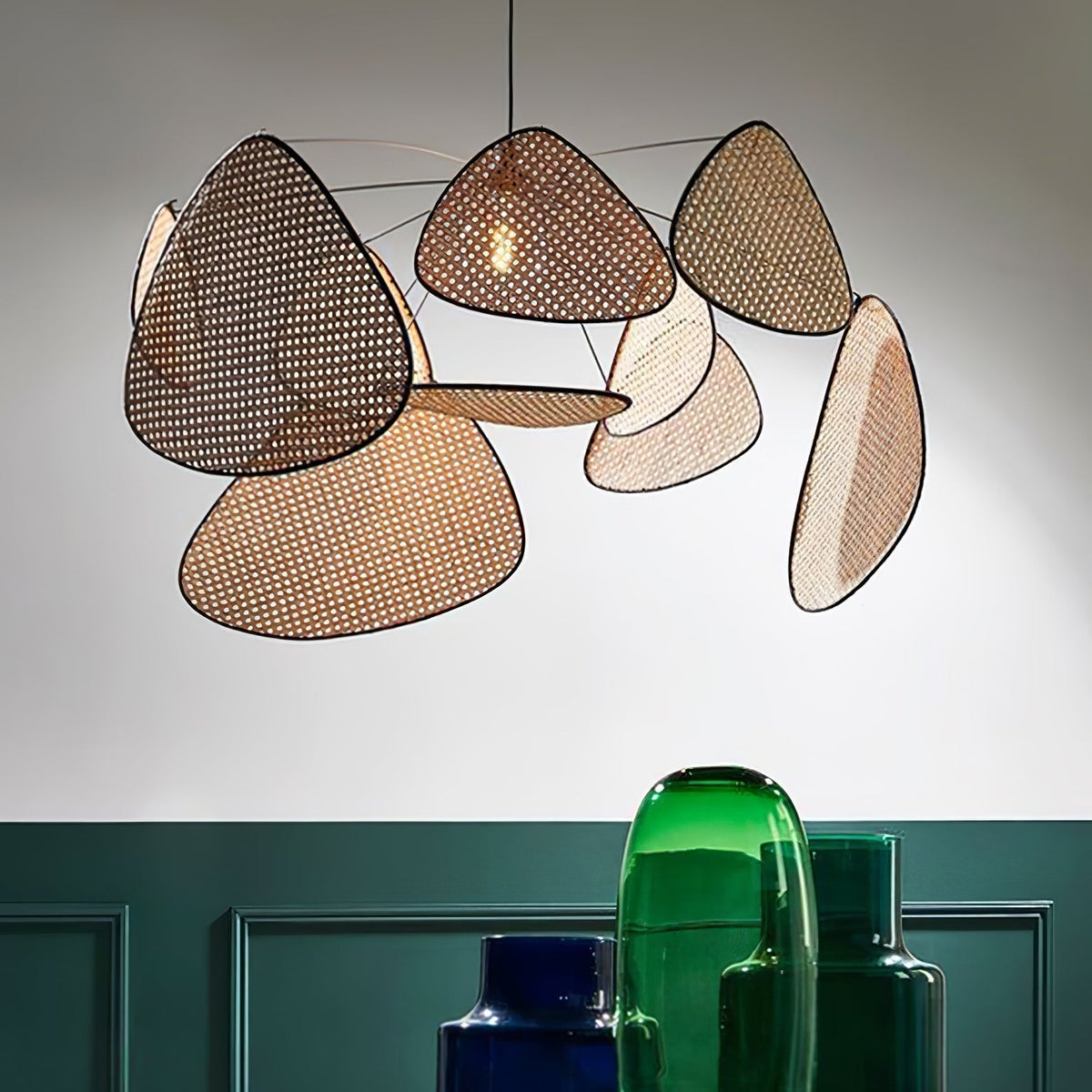 Lostel Lustre Écran Cannage Suspension Rétro-Cielum