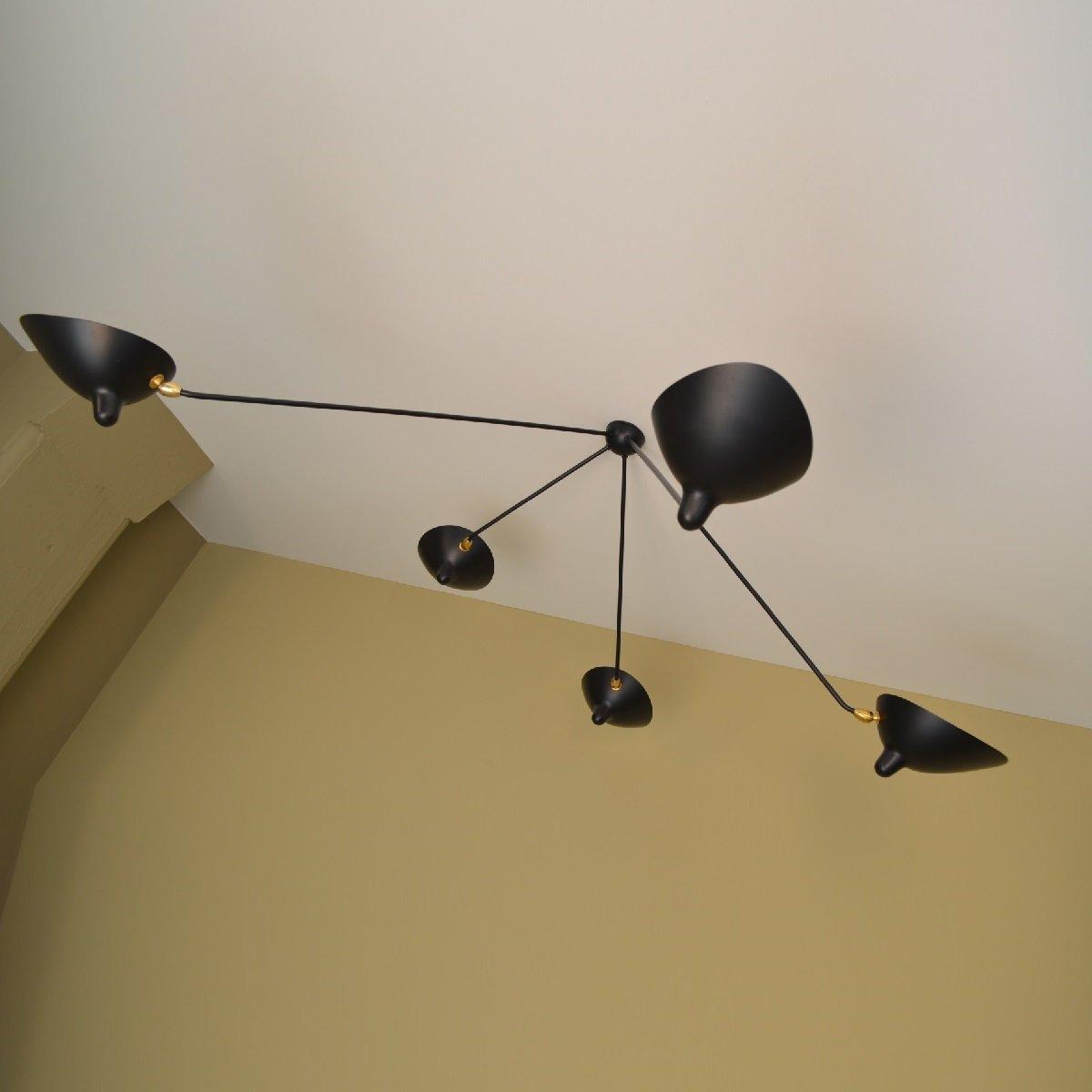 Rixor Plafonnier Trois Bras Noir Sculptural-Cielum