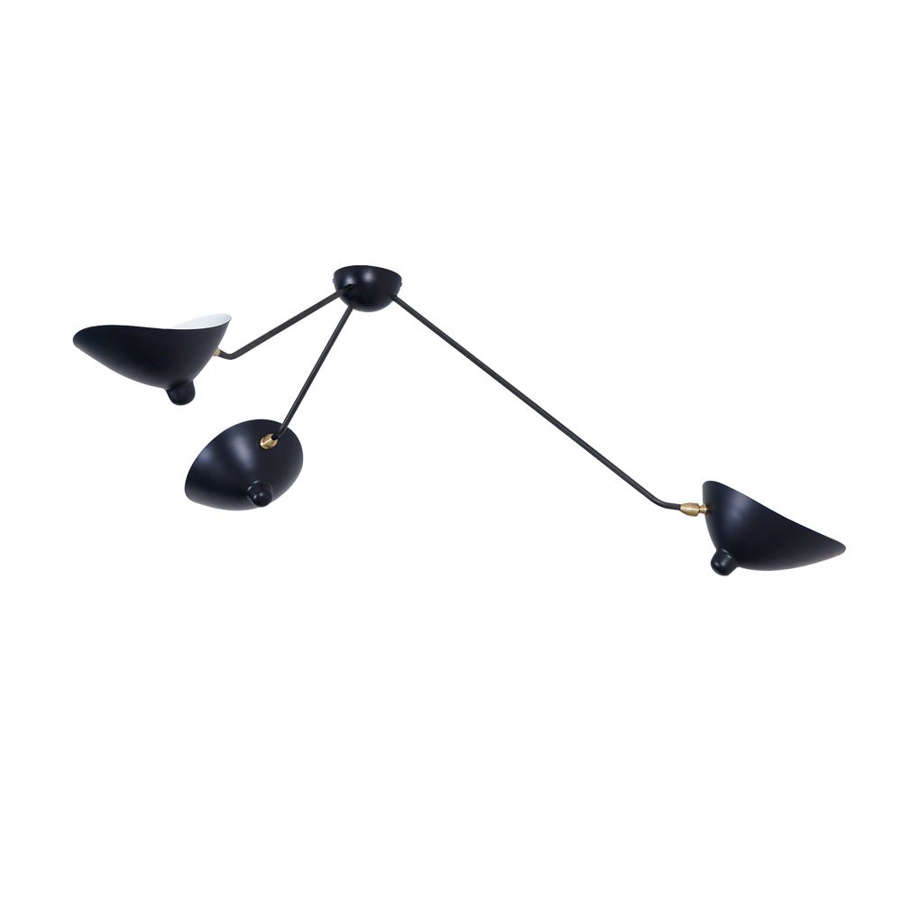 Rixor Plafonnier Trois Bras Noir Sculptural-Cielum