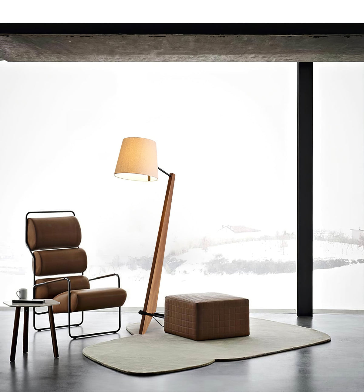 Vyran Lampadaire en Bois Et Tissu