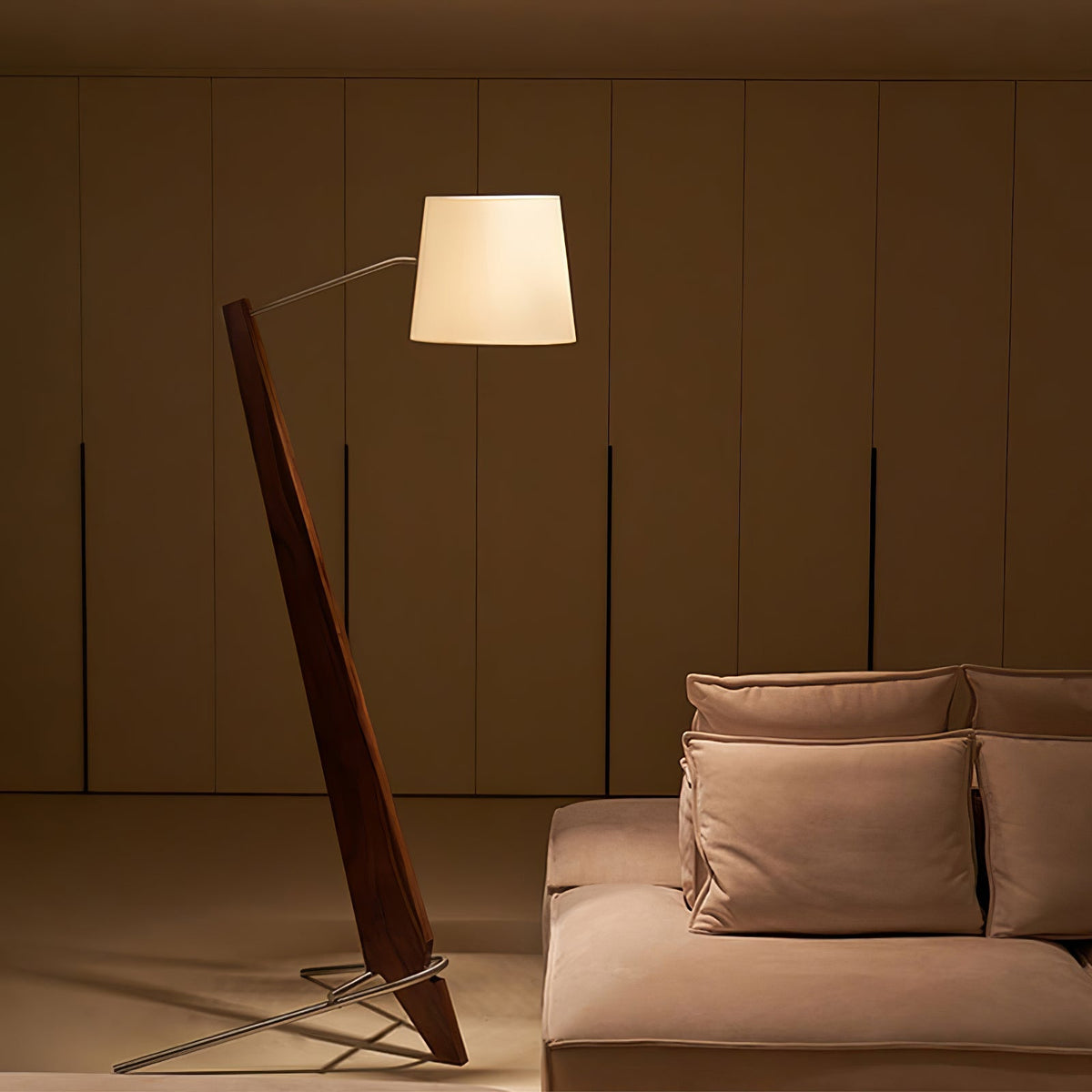Vyran Lampadaire en Bois Et Tissu