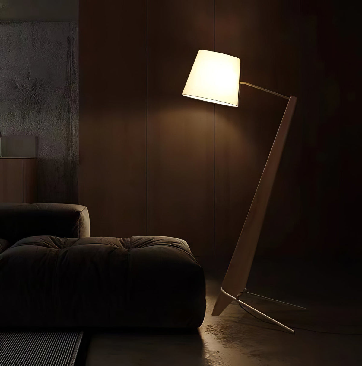 Vyran Lampadaire en Bois Et Tissu