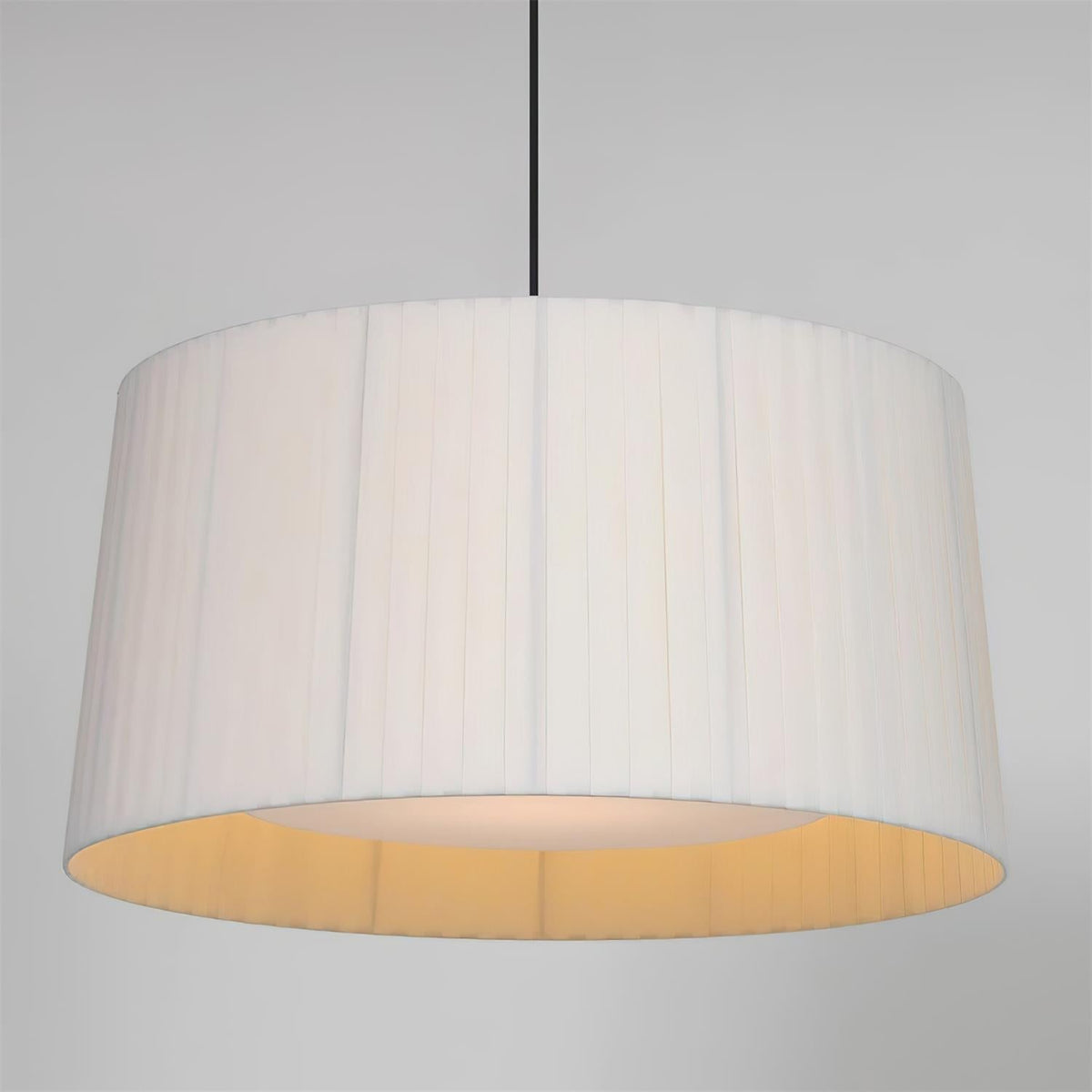 Pendant Light Pleated Fabric Drum-Neutral Decor