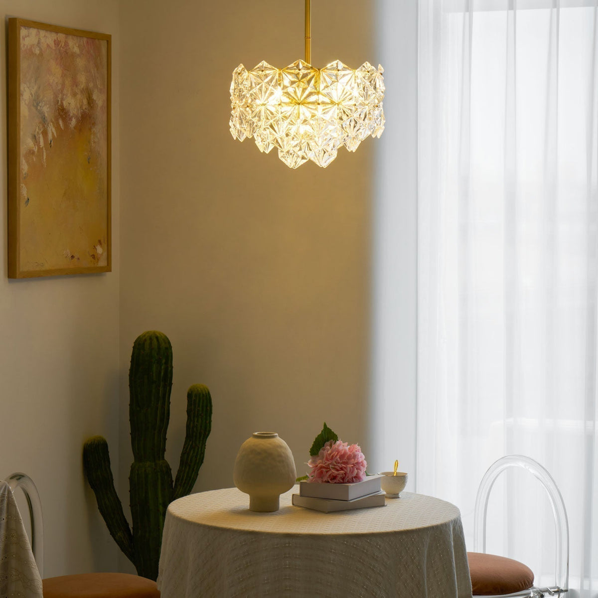 Tirixo Lustre en Verre Flocon de Neige Doré-Cielum
