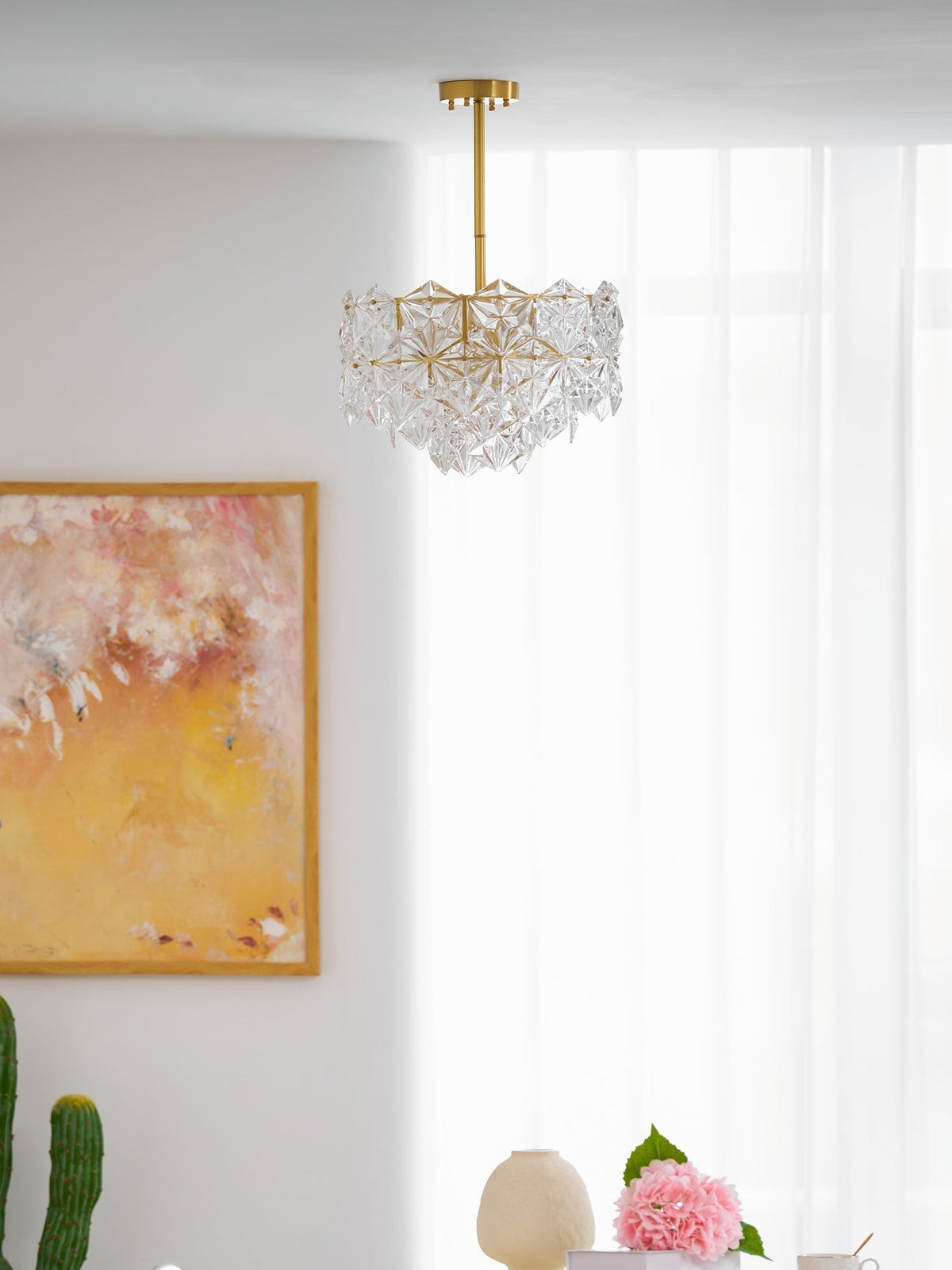 Tirixo Lustre en Verre Flocon de Neige Doré-Cielum