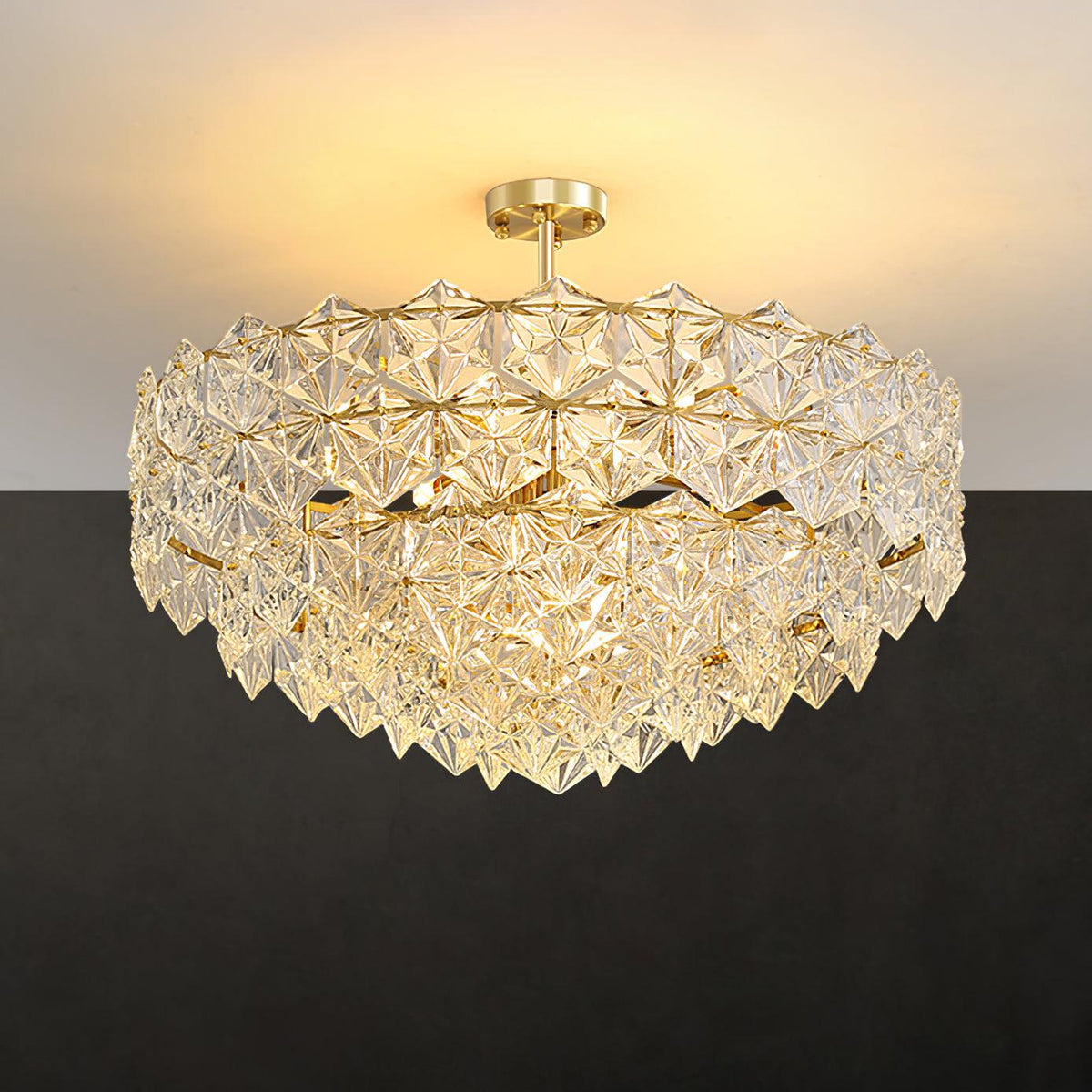 Tirixo Lustre en Verre Flocon de Neige Doré-Cielum