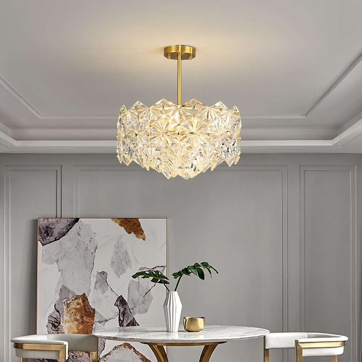 Tirixo Lustre en Verre Flocon de Neige Doré-Cielum