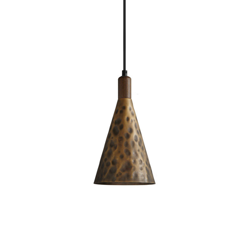 Angled view of the Boyd Pendant Lamp Model F in antique bronze.