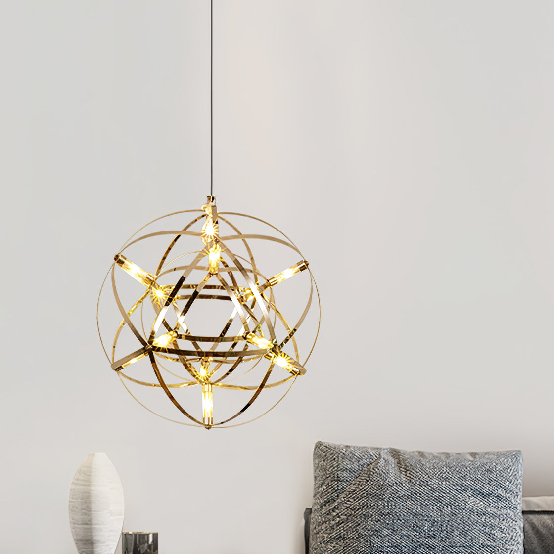 Noveno Suspension Boule Dorée de Luxe Postmoderne-Cielum
