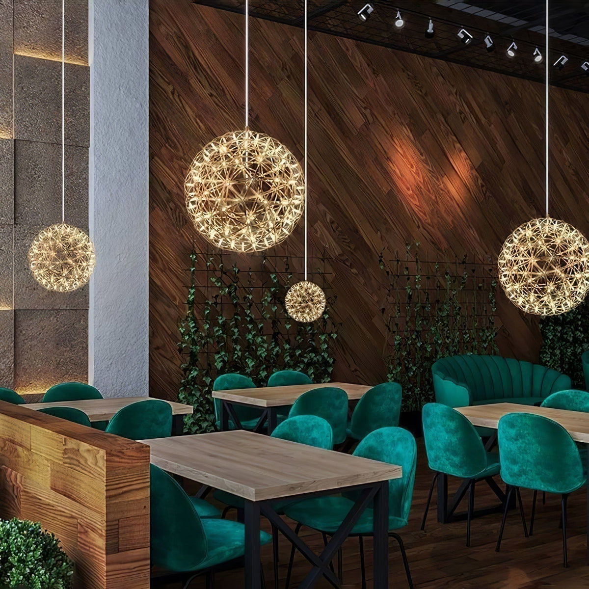 Noveno Suspension Boule Dorée de Luxe Postmoderne-Cielum