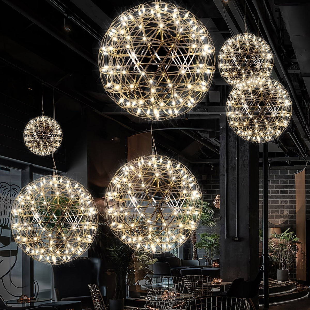 Noveno Suspension Boule Dorée de Luxe Postmoderne-Cielum