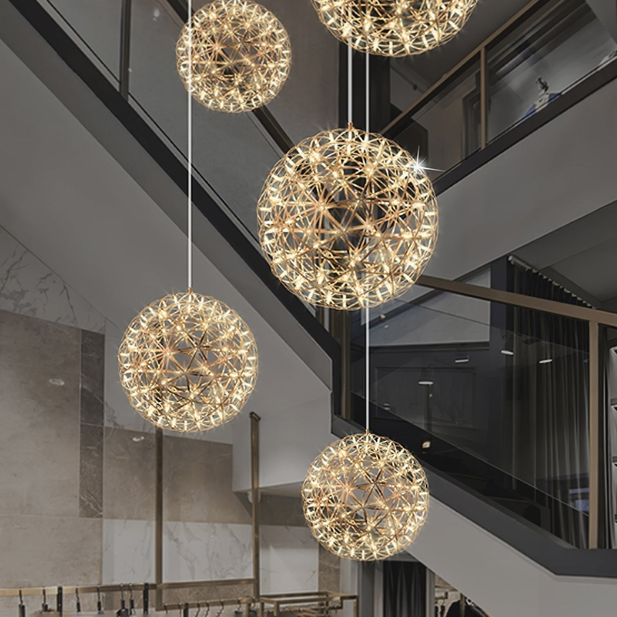 Noveno Suspension Boule Dorée de Luxe Postmoderne-Cielum