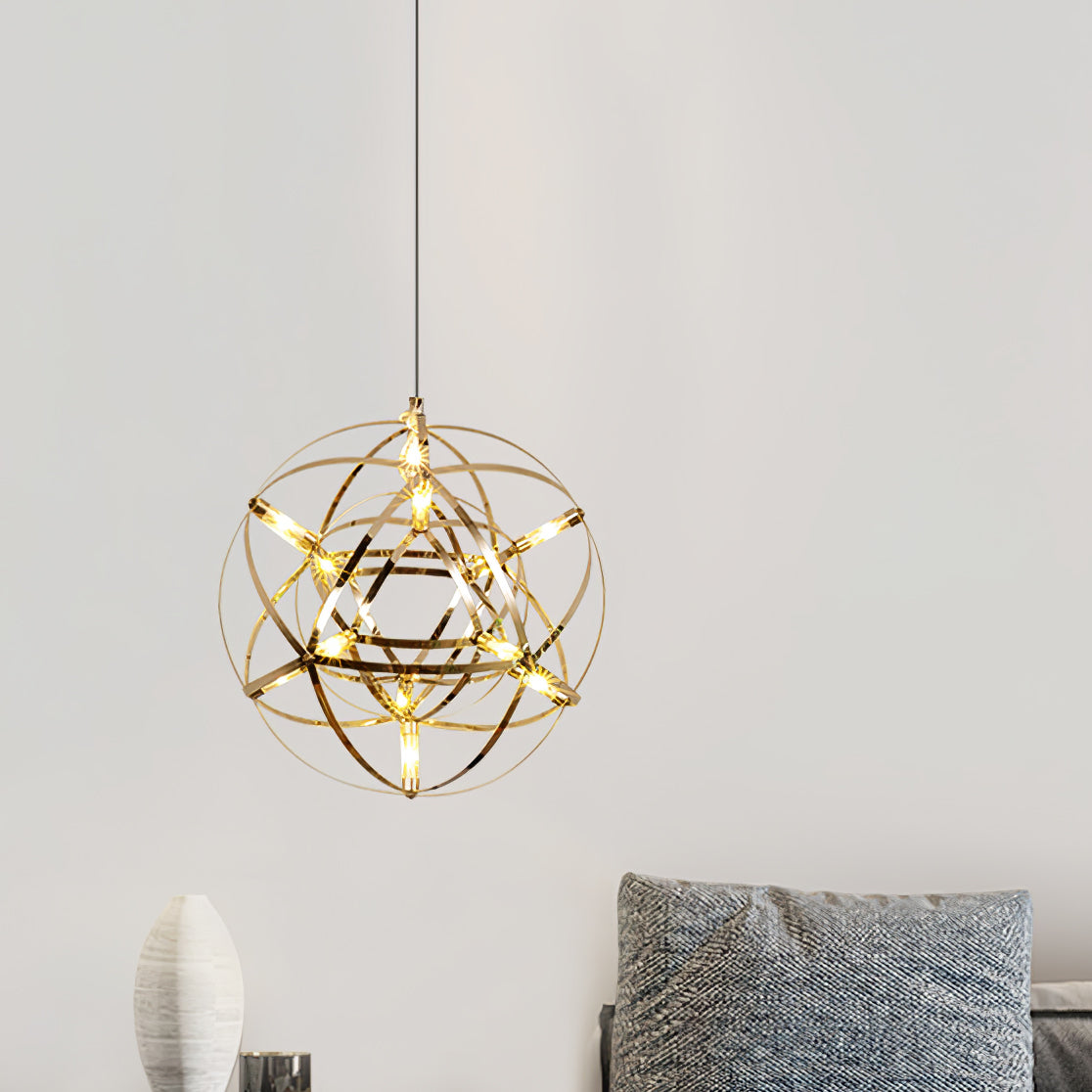 Noveno Suspension Boule Dorée de Luxe Postmoderne-Cielum