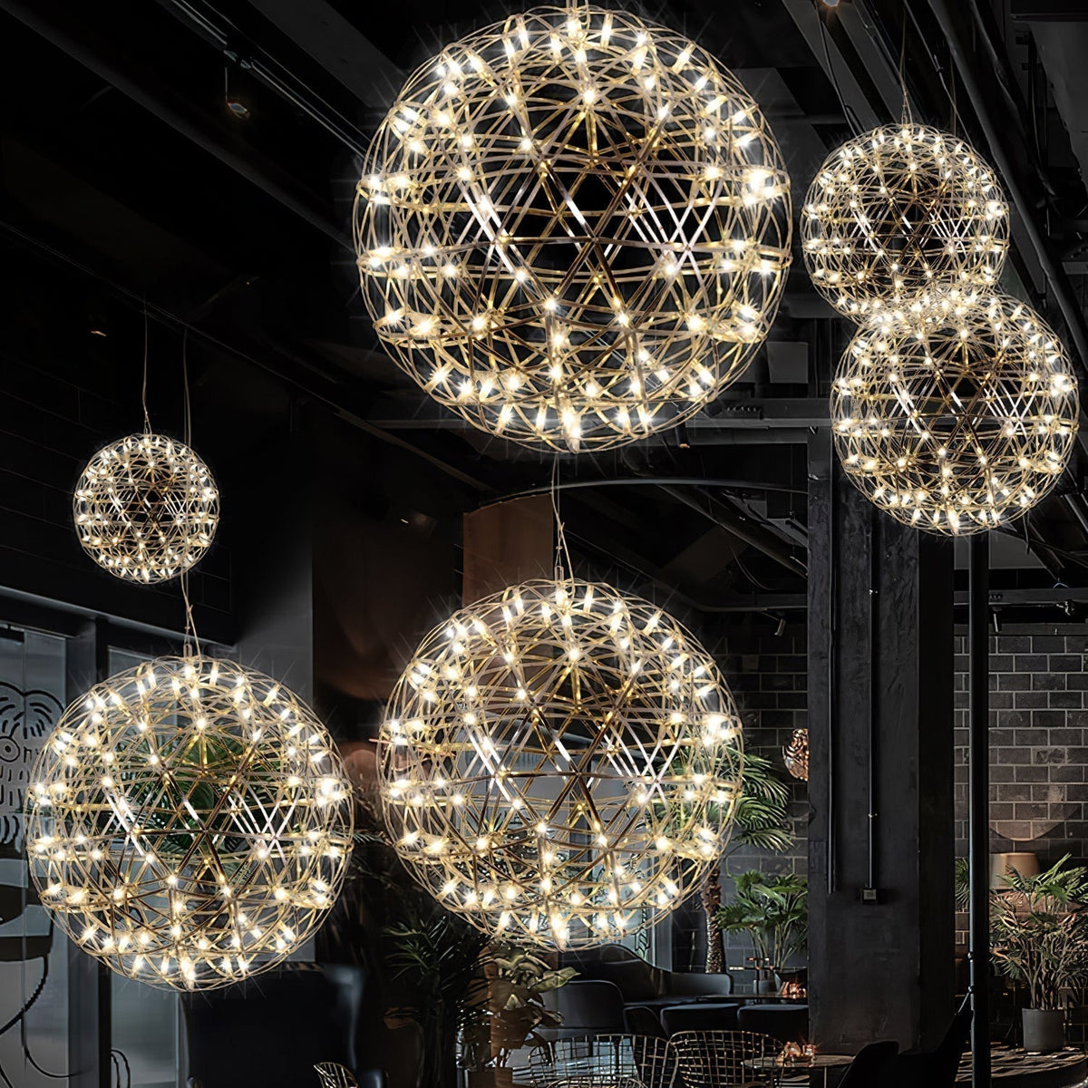 Noveno Suspension Boule Dorée de Luxe Postmoderne-Cielum