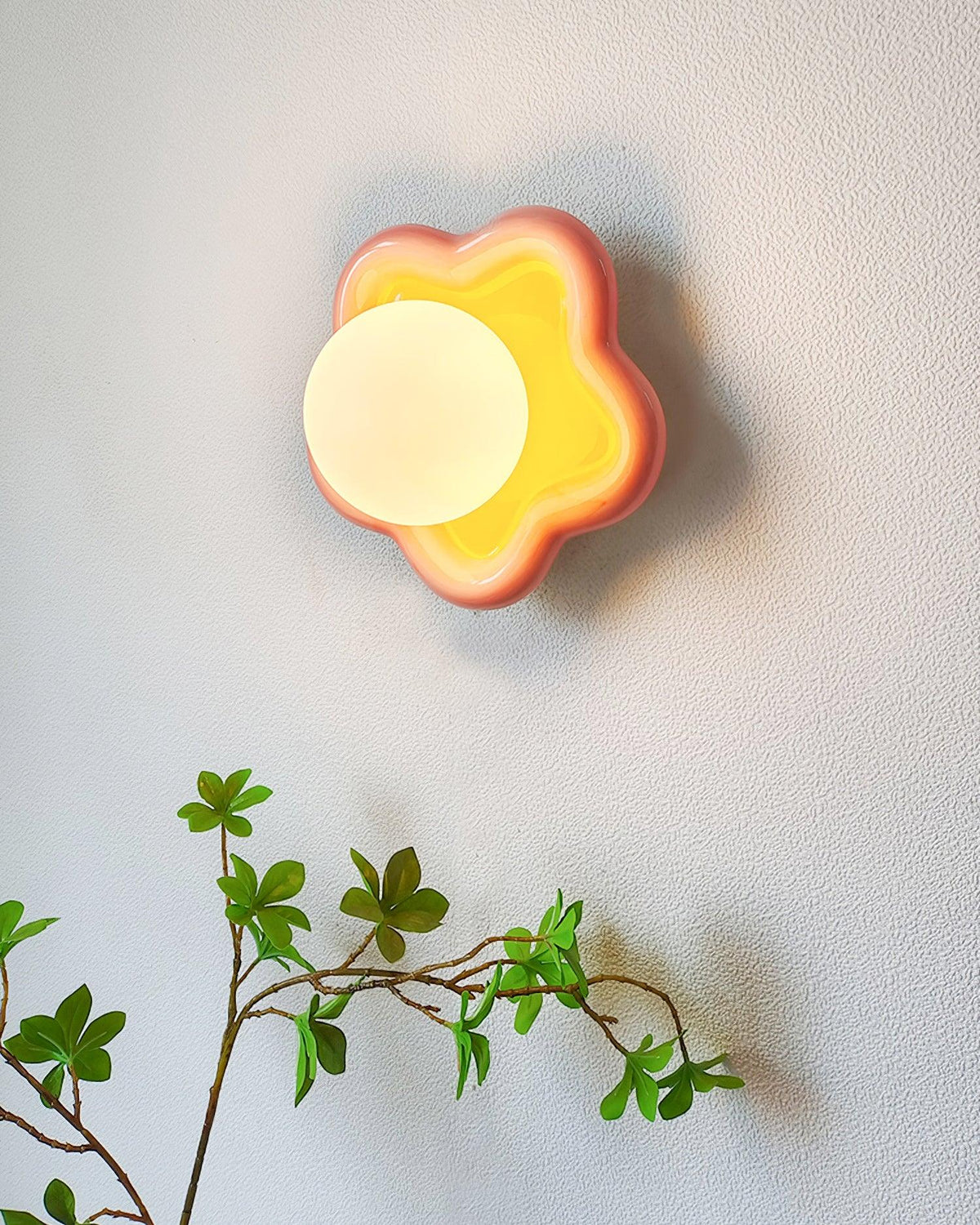 Petani Pink Yellow Flower Wall Light-Neutral Decor