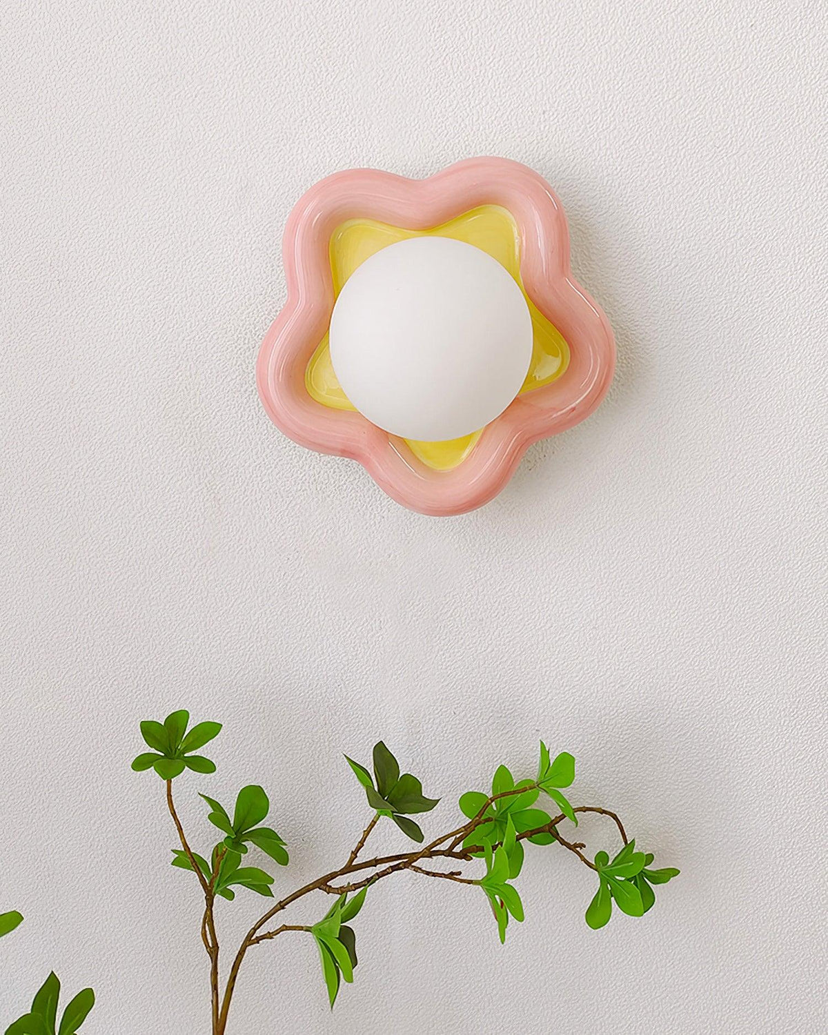Petani Pink Yellow Flower Wall Light-Neutral Decor