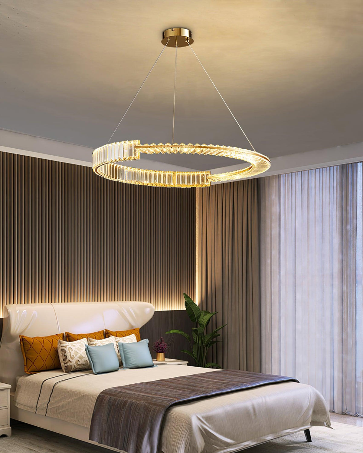 Kevely Lustre Stella Anneau Cristal LED-Cielum