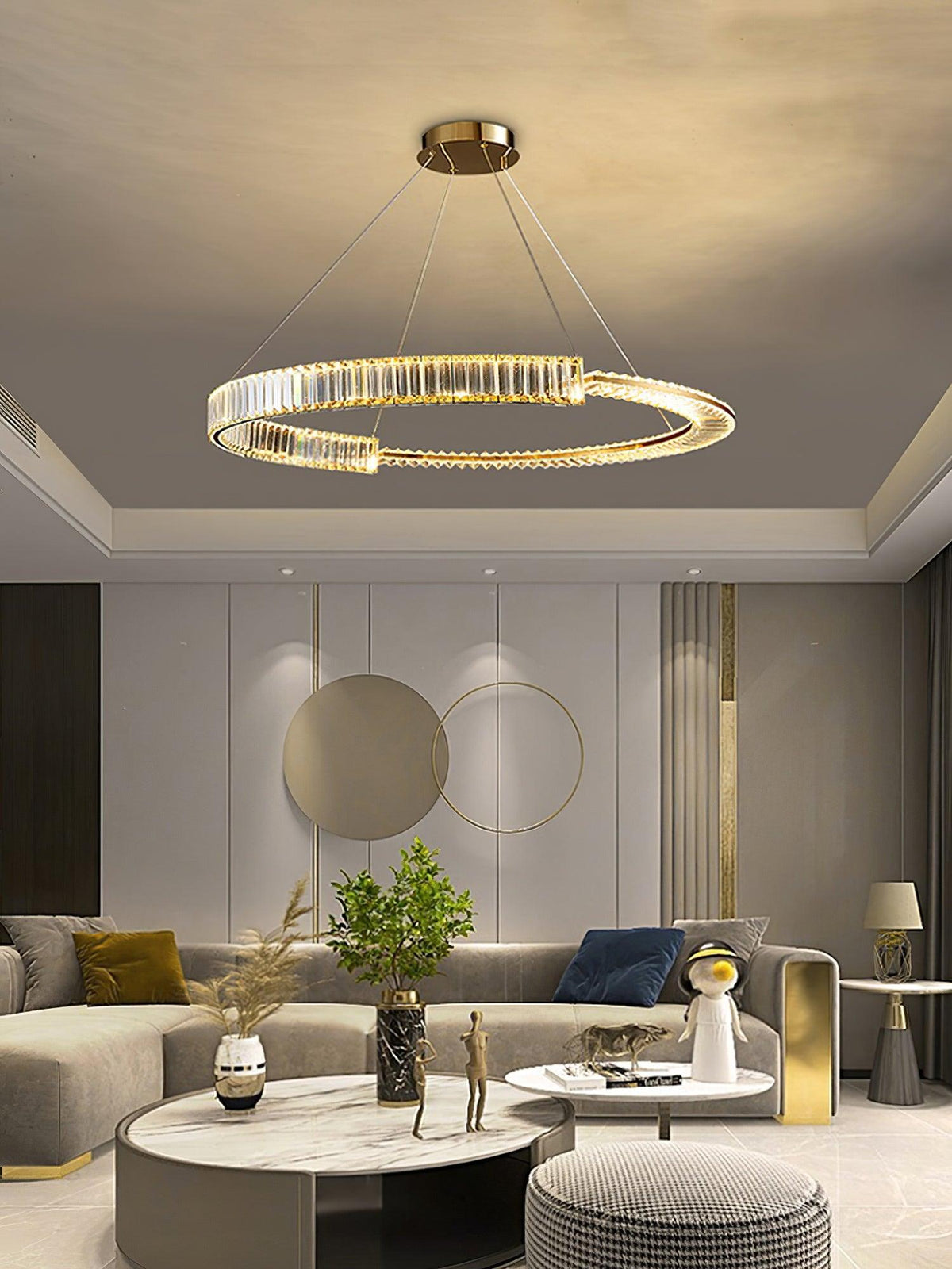 Kevely Lustre Stella Anneau Cristal LED-Cielum