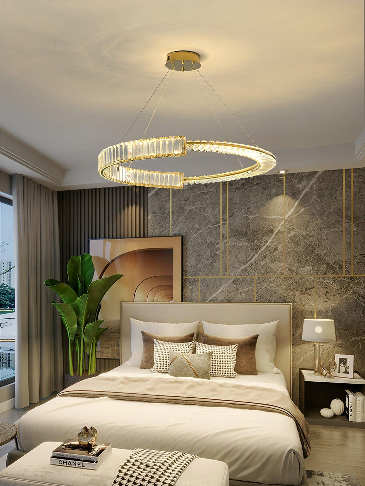 Kevely Lustre Stella Anneau Cristal LED-Cielum