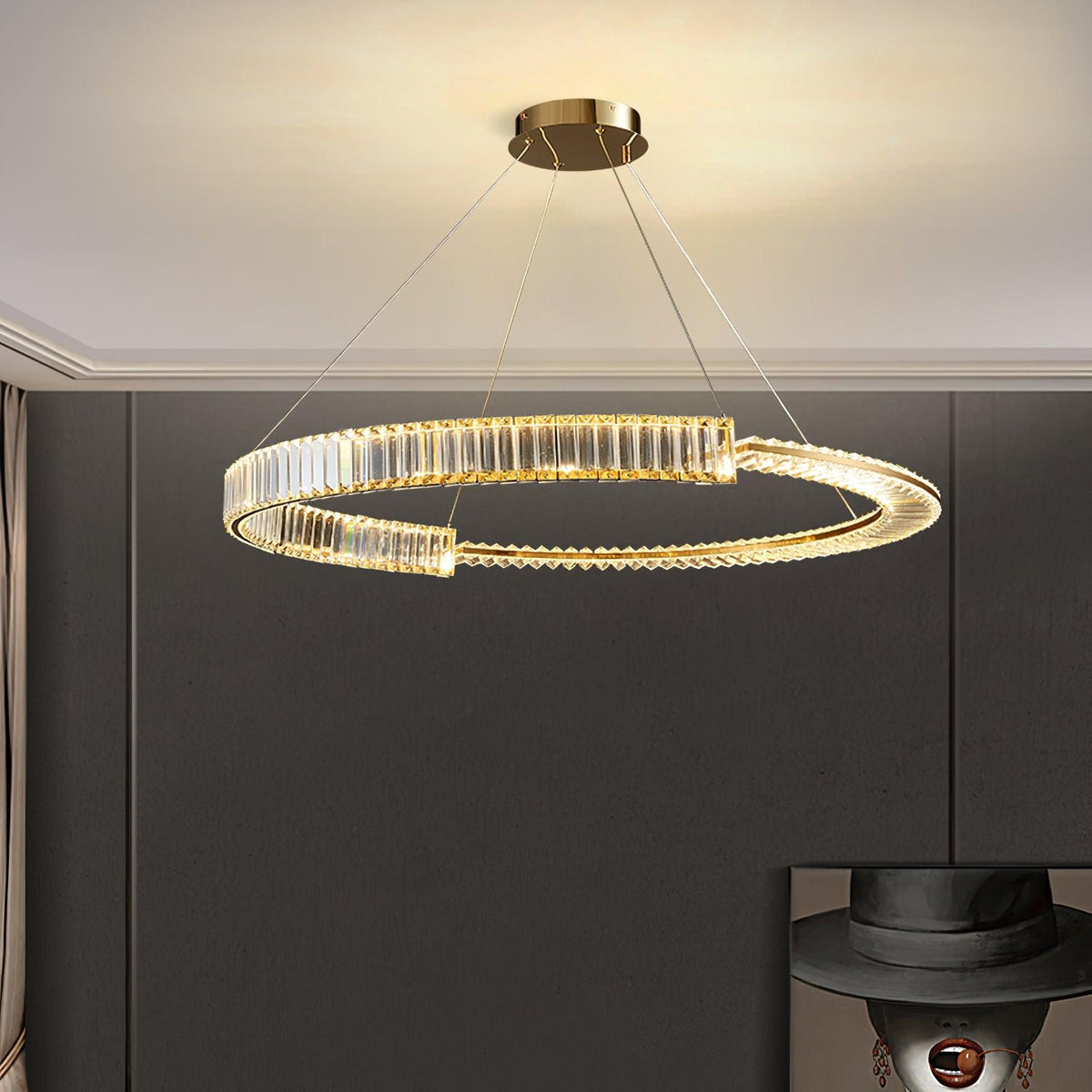 Kevely Lustre Stella Anneau Cristal LED-Cielum