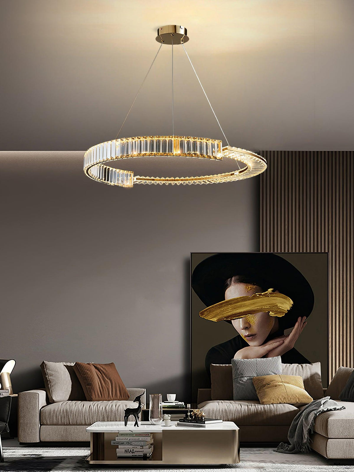 Kevely Lustre Stella Anneau Cristal LED-Cielum