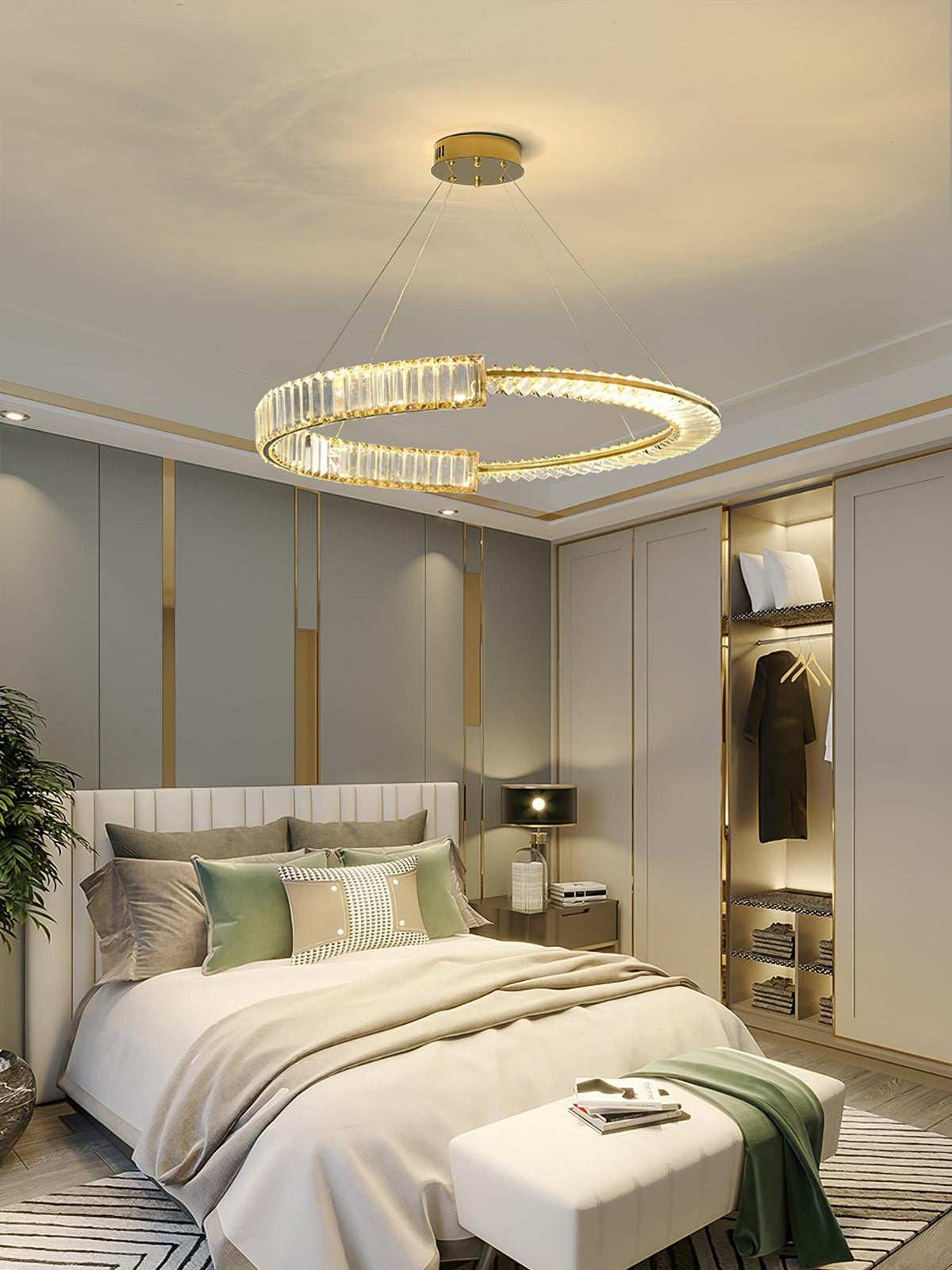 Kevely Lustre Stella Anneau Cristal LED-Cielum