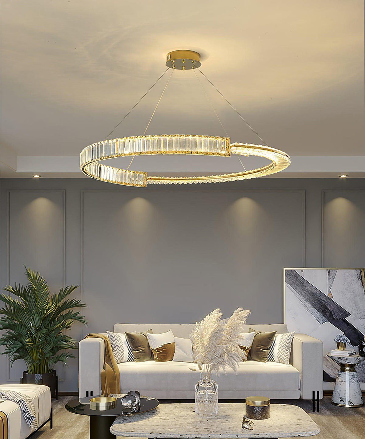 Kevely Lustre Stella Anneau Cristal LED-Cielum