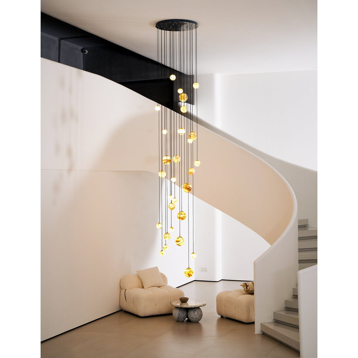 Sultana Chandelier Alabaster Cluster Orb Cascade-Neutral Decor