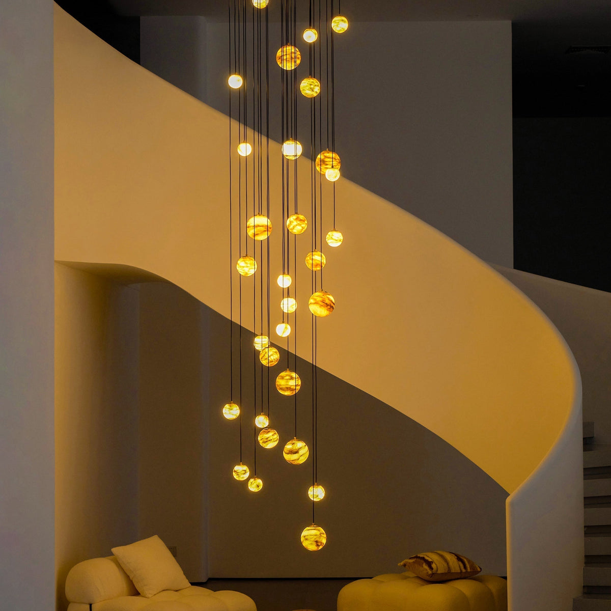 Sultana Chandelier Alabaster Cluster Orb Cascade-Neutral Decor