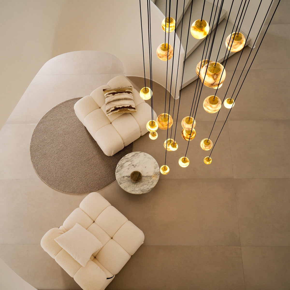 Sultana Chandelier Alabaster Cluster Orb Cascade-Neutral Decor