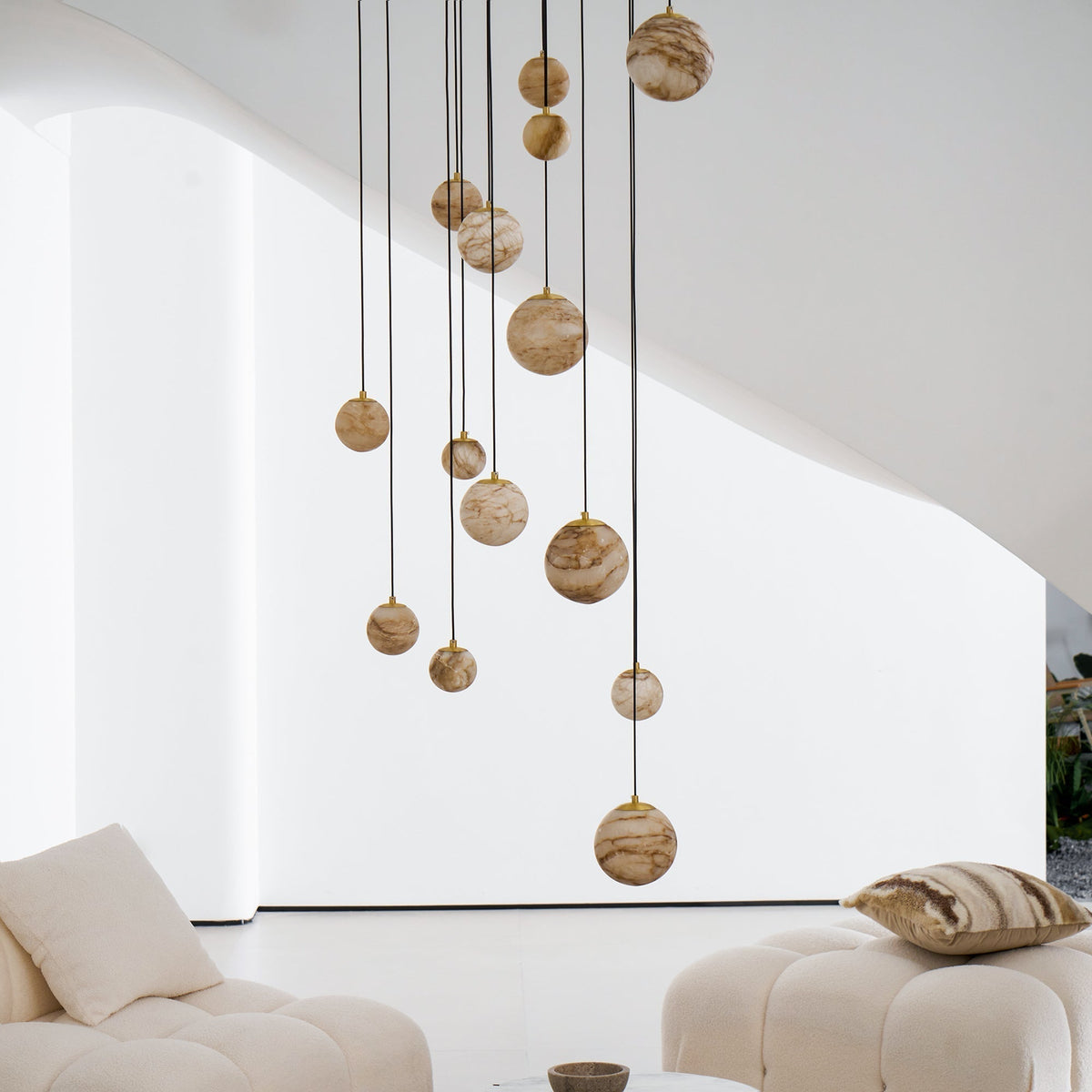 Sultana Chandelier Alabaster Cluster Orb Cascade-Neutral Decor