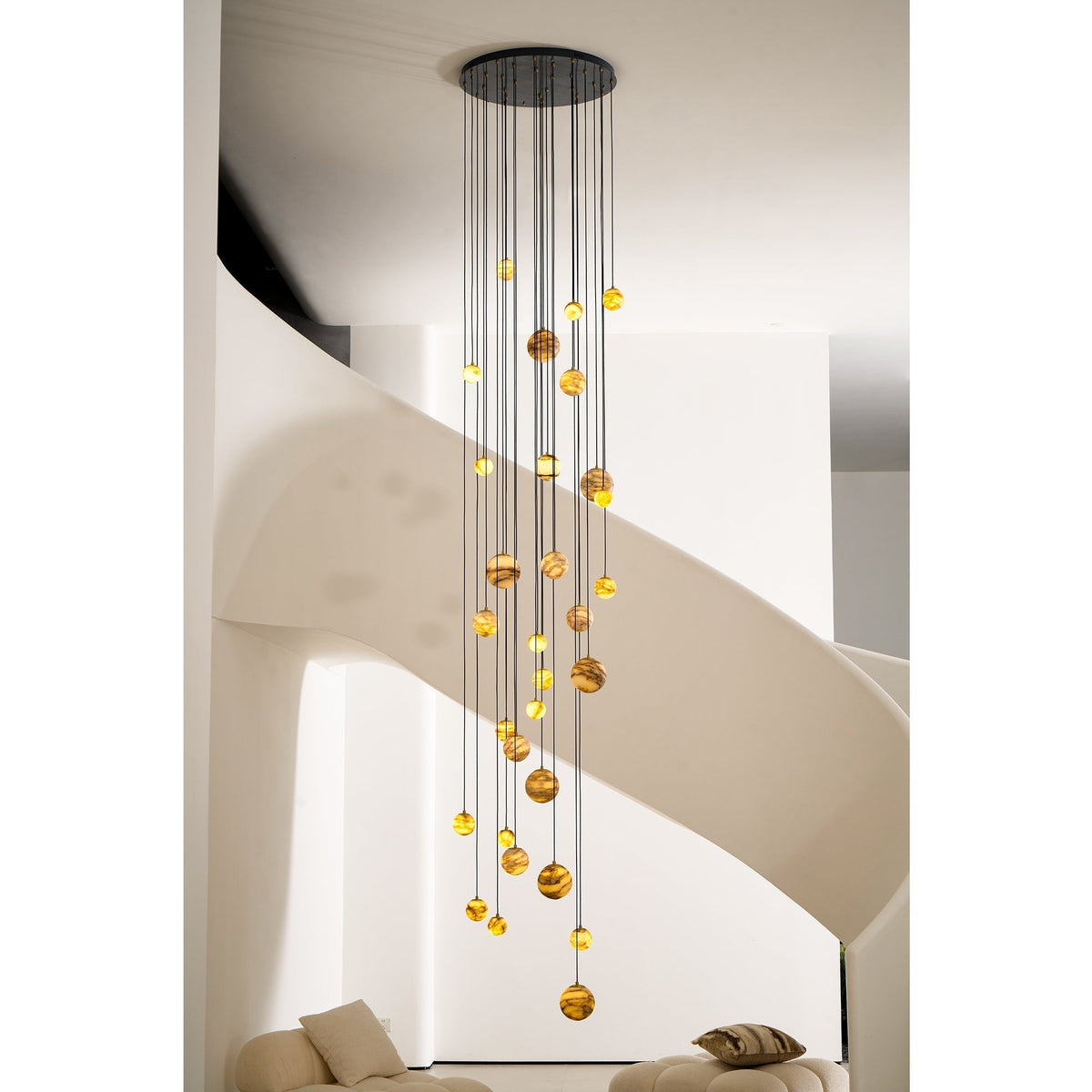 Sultana Chandelier Alabaster Cluster Orb Cascade-Neutral Decor