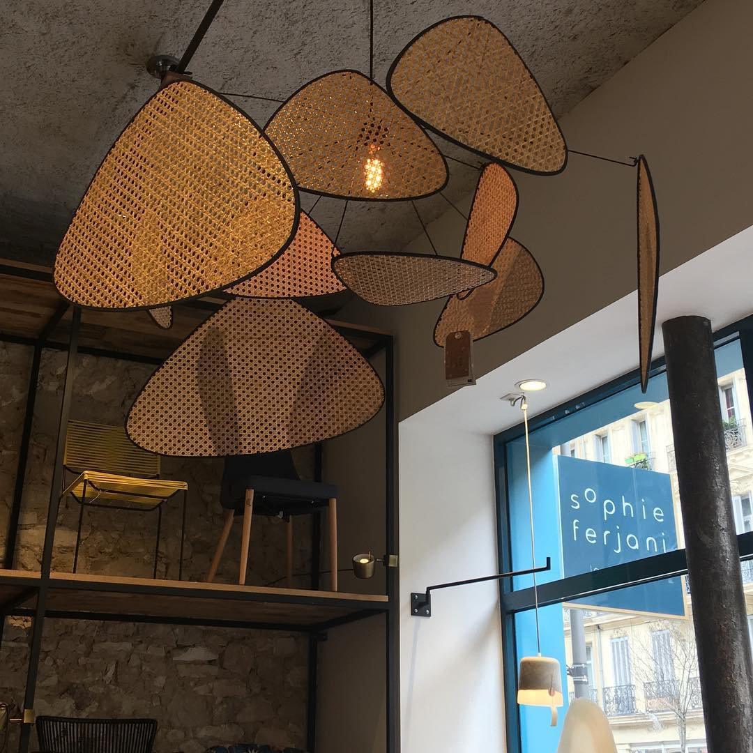 Lostel Lustre Écran Cannage Suspension Rétro-Cielum