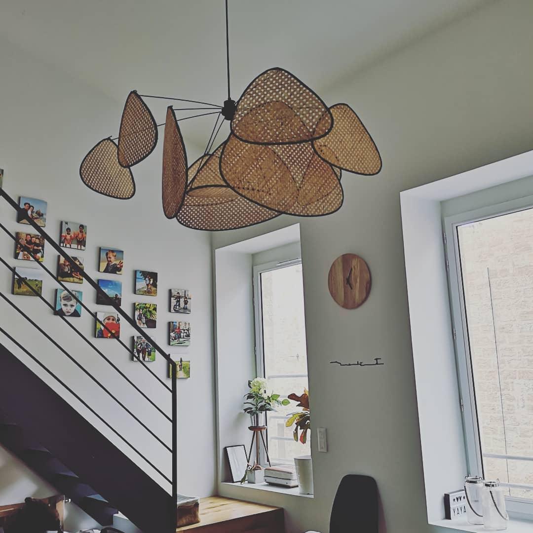 Lostel Lustre Écran Cannage Suspension Rétro-Cielum
