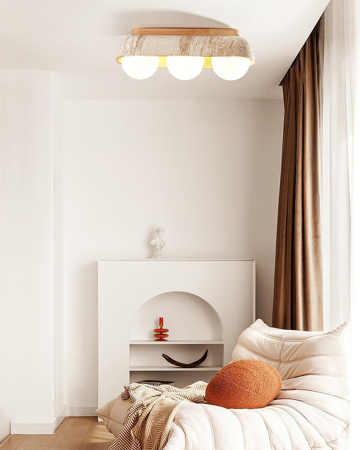 Ritta Ceiling Light Travertine Rectangular-Neutral Decor