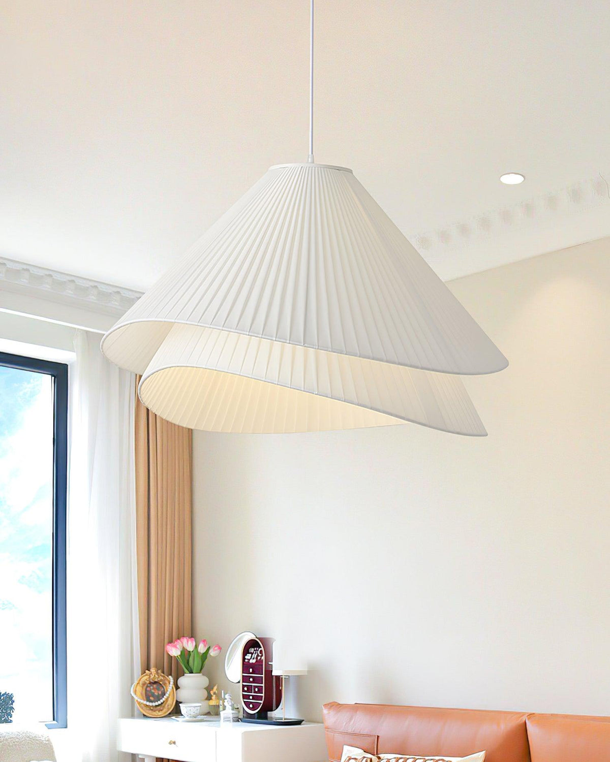 Tempo Pleated Pendant Light-Neutral Decor