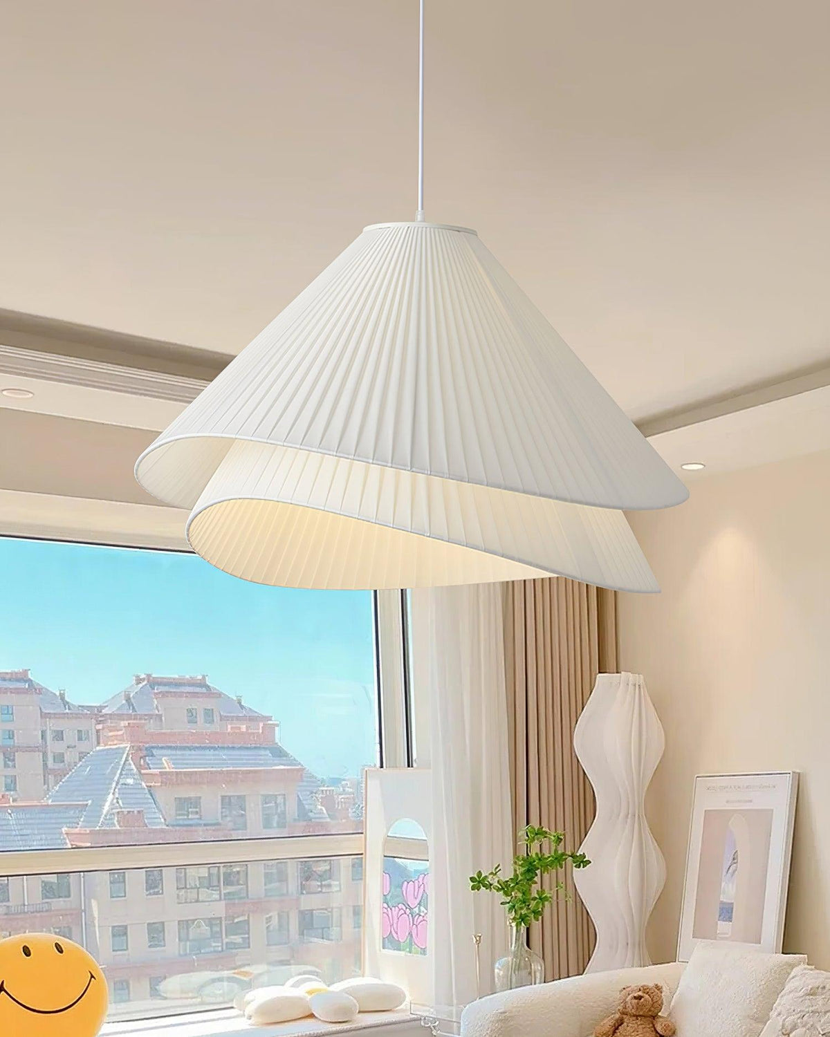 Tempo Pleated Pendant Light-Neutral Decor