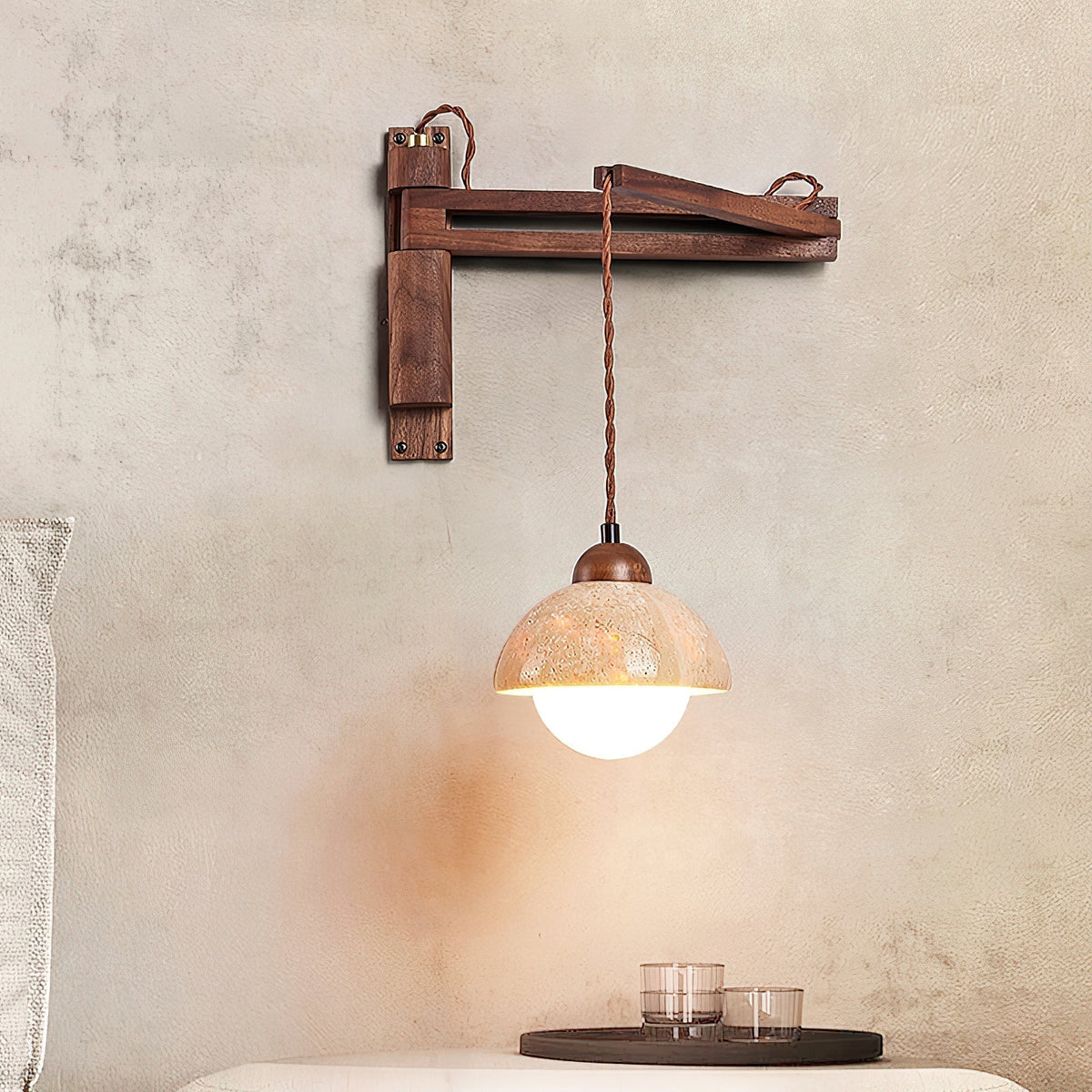 Cezoria Travertin Bras Oscillant Applique Murale