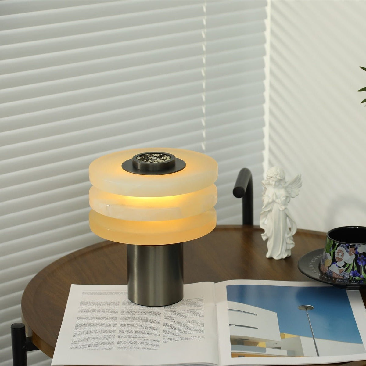 Pryt Lampe de Table en Albâtre Obélisque
