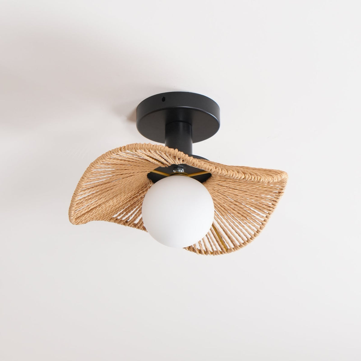 Fynora Woven Semi Flush Ceiling Light-Neutral Decor