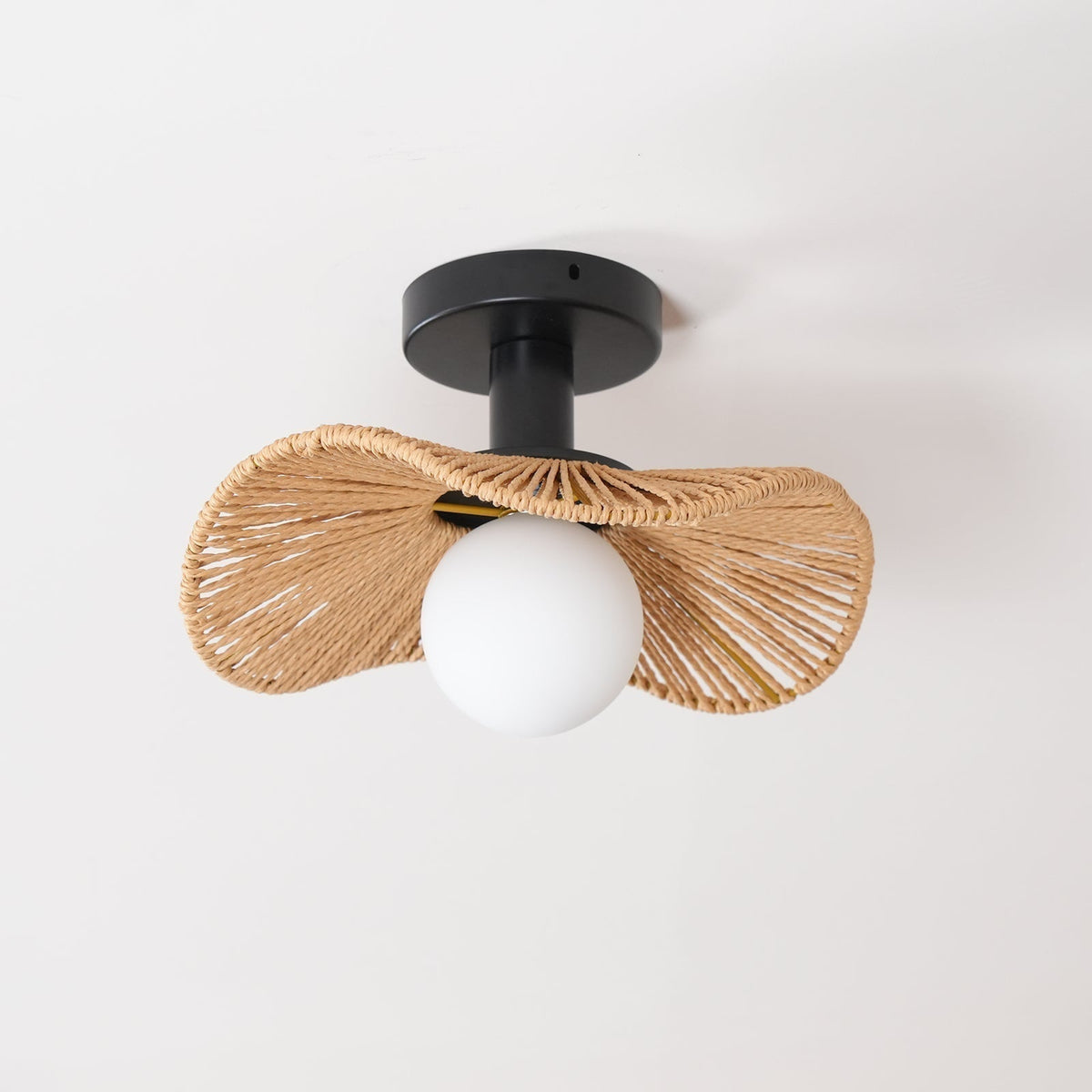 Fynora Woven Semi Flush Ceiling Light-Neutral Decor