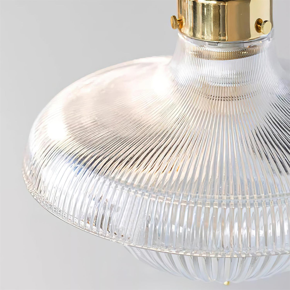 Norvela Pendant Light Clear Ribbed Glass Brass Vintage-Neutral Decor