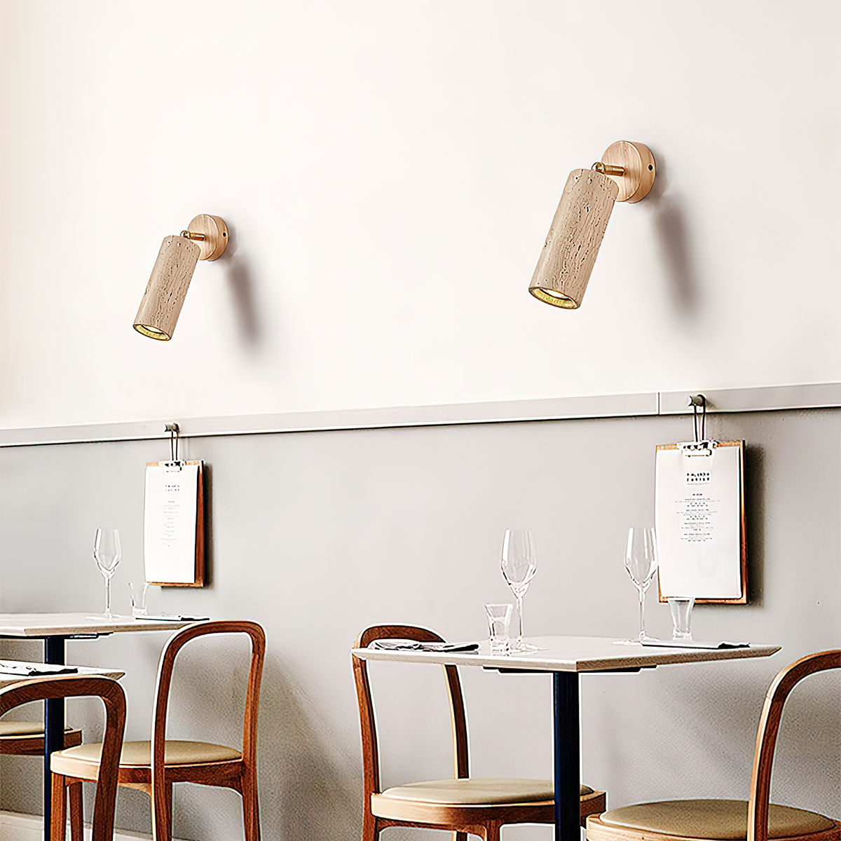 Arvararae Moderne Minimaliste Bois Travertin Applique Murale