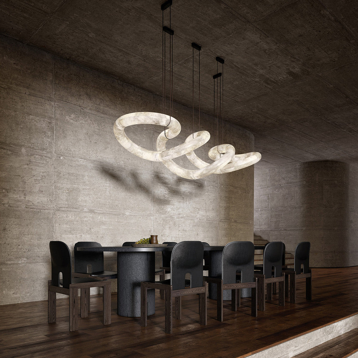 Syrinan Lustre Anneau Luxe Cuir Albâtre Minimaliste Moderne