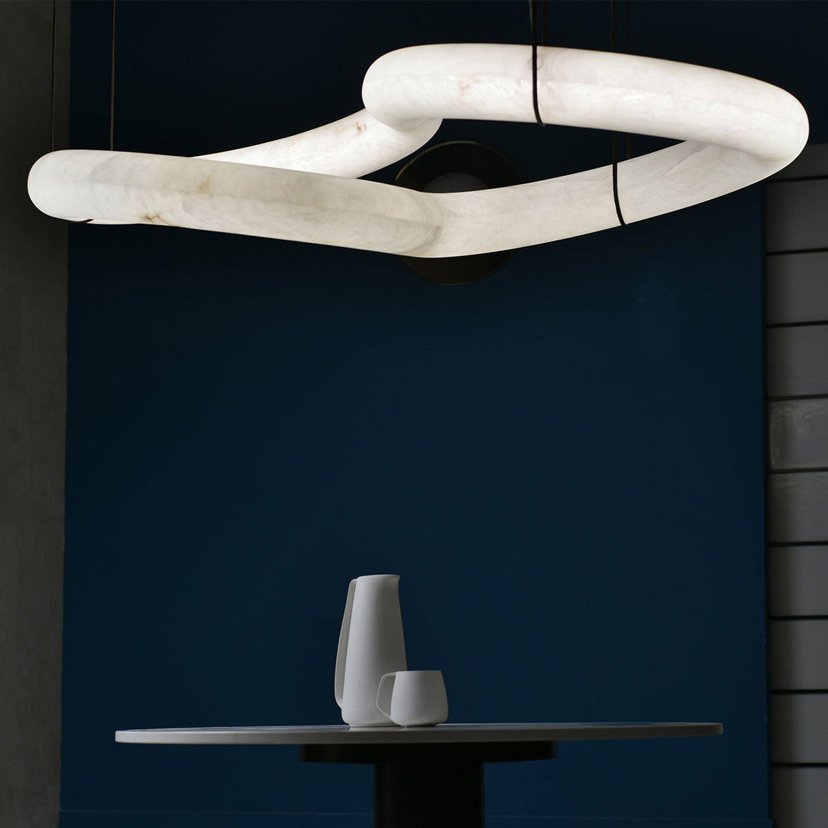 Syrinan Lustre Anneau Luxe Cuir Albâtre Minimaliste Moderne