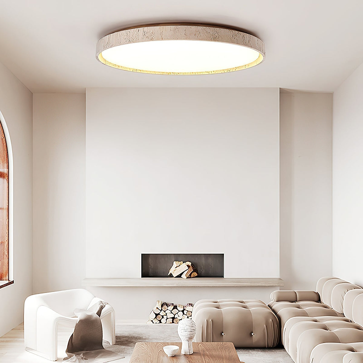 Tarivenx Lampe de Plafond Ronde Travertin Minimaliste Moderne-Cielum