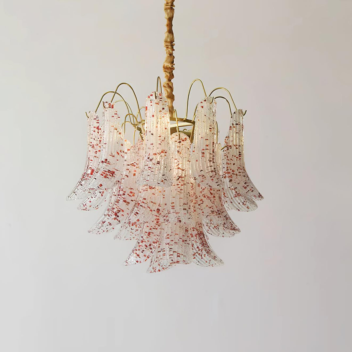 Chandelier Glass Petals Metal Frame Colorful Artistic Ambience-Neutral Decor