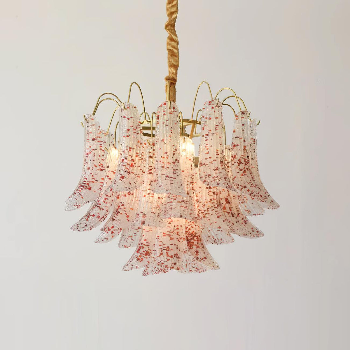 Chandelier Glass Petals Metal Frame Colorful Artistic Ambience-Neutral Decor