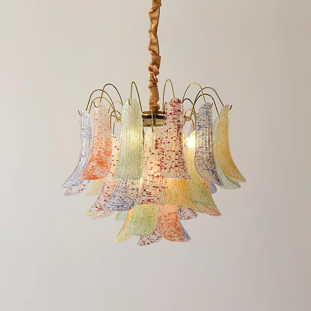 Chandelier Glass Petals Metal Frame Colorful Artistic Ambience-Neutral Decor